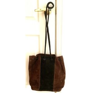 Brown Suede Hobo Shoulder Purse Bag Casual Streetwear Retro Branded 13" x 12"